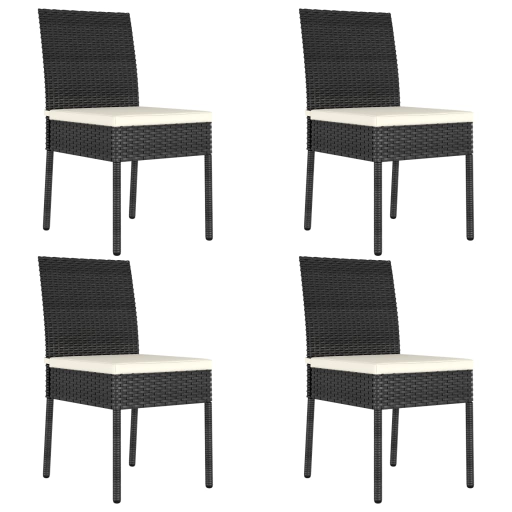 5-tlg. Garten-Essgruppe Poly Rattan Schwarz