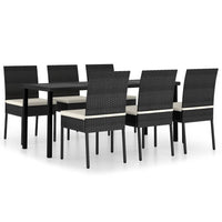 Thumbnail for 7-tlg. Garten-Essgruppe Poly Rattan Schwarz