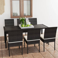 Thumbnail for 7-tlg. Garten-Essgruppe Poly Rattan Schwarz