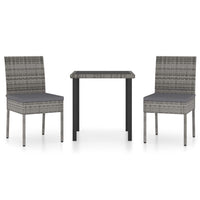 Thumbnail for 3-tlg. Garten-Essgruppe Poly Rattan Grau