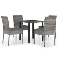 Thumbnail for 5-tlg. Garten-Essgruppe Poly Rattan Grau