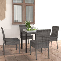 Thumbnail for 5-tlg. Garten-Essgruppe Poly Rattan Grau