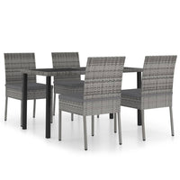 Thumbnail for 5-tlg. Garten-Essgruppe Poly Rattan Grau