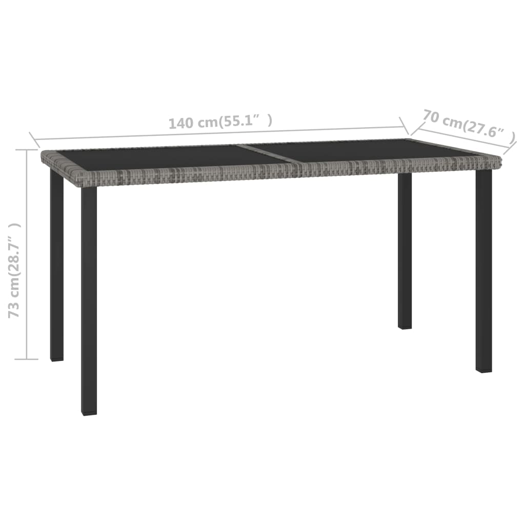 5-tlg. Garten-Essgruppe Poly Rattan Grau