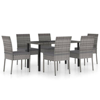 Thumbnail for 7-tlg. Garten-Essgruppe Poly Rattan Grau