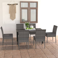 Thumbnail for 7-tlg. Garten-Essgruppe Poly Rattan Grau