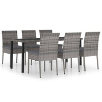 Thumbnail for 7-tlg. Garten-Essgruppe Poly Rattan Grau