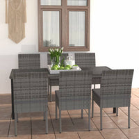 Thumbnail for 7-tlg. Garten-Essgruppe Poly Rattan Grau