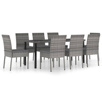 Thumbnail for 9-tlg. Garten-Essgruppe Poly Rattan Grau