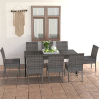 Thumbnail for 9-tlg. Garten-Essgruppe Poly Rattan Grau