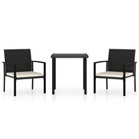 Thumbnail for 3-tlg. Garten-Essgruppe Poly Rattan Schwarz