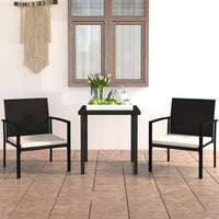 Thumbnail for 3-tlg. Garten-Essgruppe Poly Rattan Schwarz