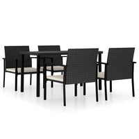 Thumbnail for 5-tlg. Garten-Essgruppe Poly Rattan Schwarz
