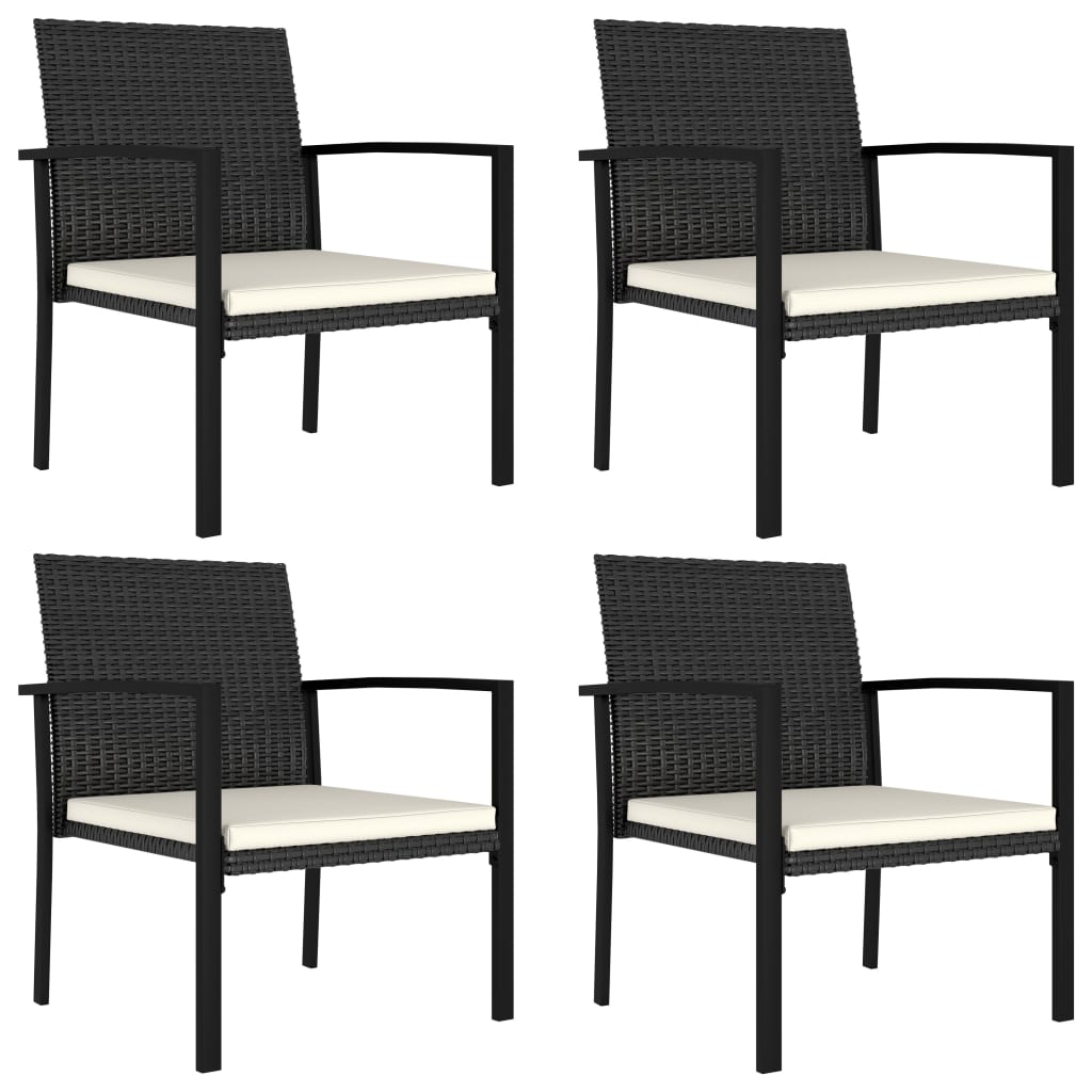 5-tlg. Garten-Essgruppe Poly Rattan Schwarz