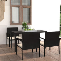 Thumbnail for 5-tlg. Garten-Essgruppe Poly Rattan Schwarz