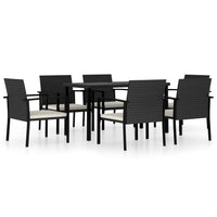 Thumbnail for 7-tlg. Garten-Essgruppe Poly Rattan Schwarz
