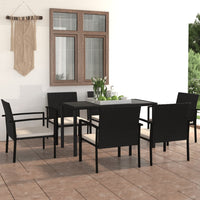 Thumbnail for 7-tlg. Garten-Essgruppe Poly Rattan Schwarz