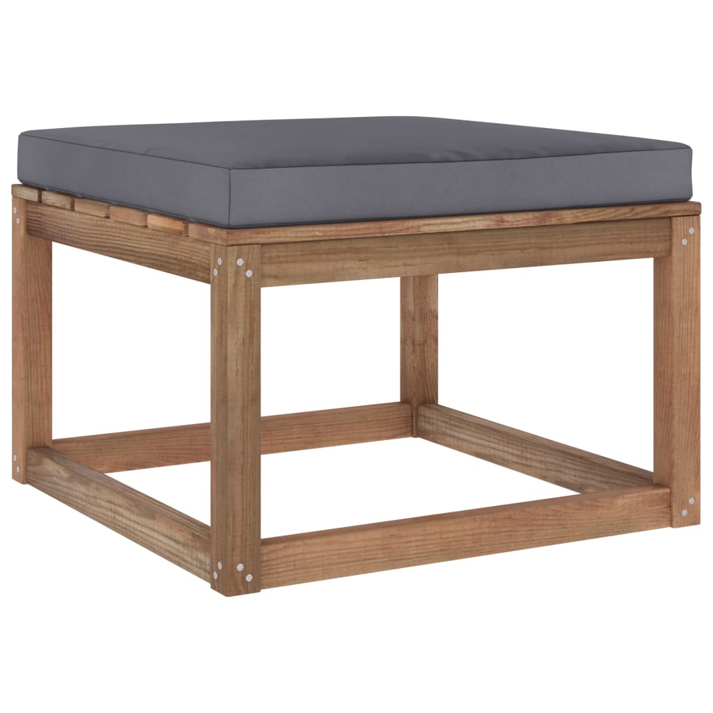 Gartenhocker mit Kissen Anthrazit