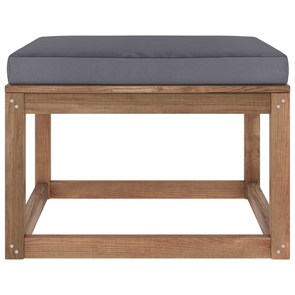 Gartenhocker mit Kissen Anthrazit