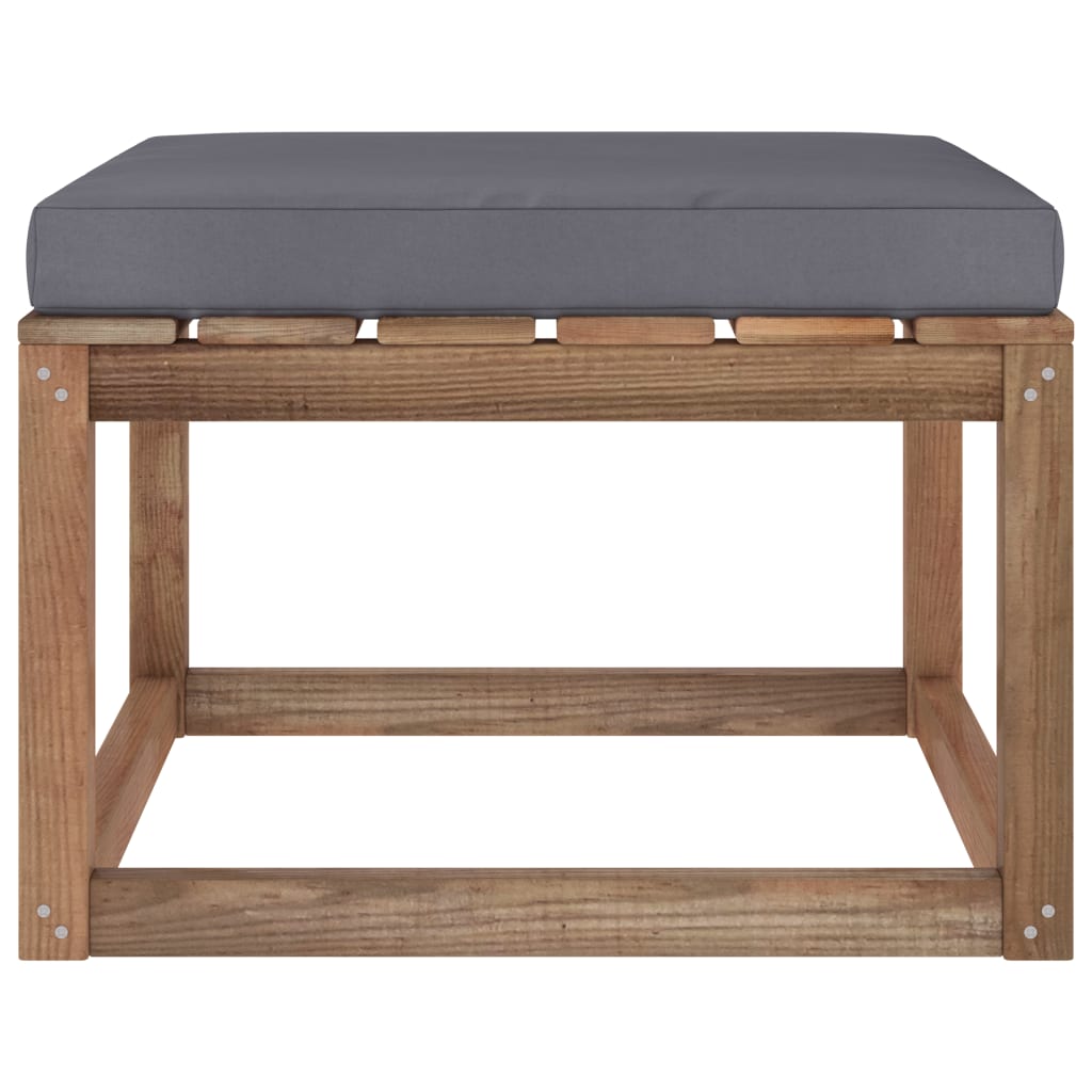 Gartenhocker mit Kissen Anthrazit