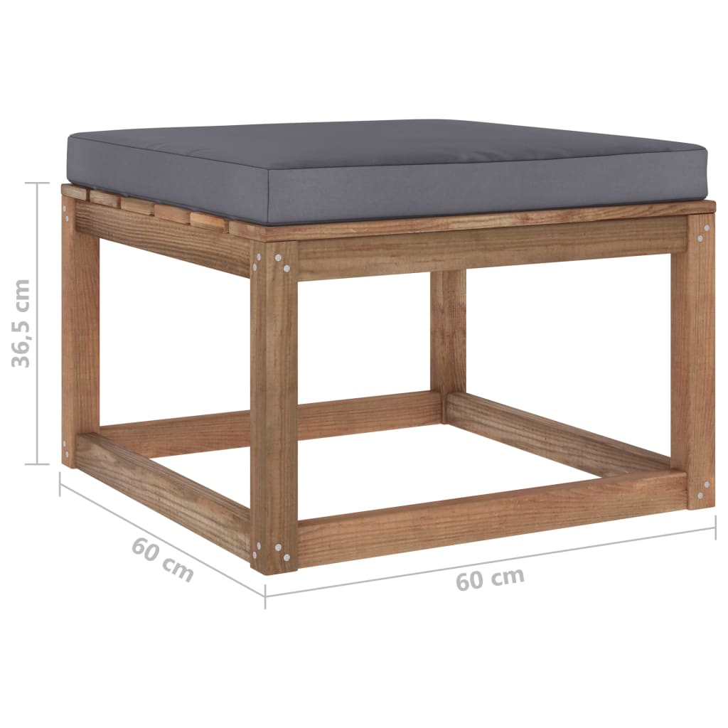 Gartenhocker mit Kissen Anthrazit