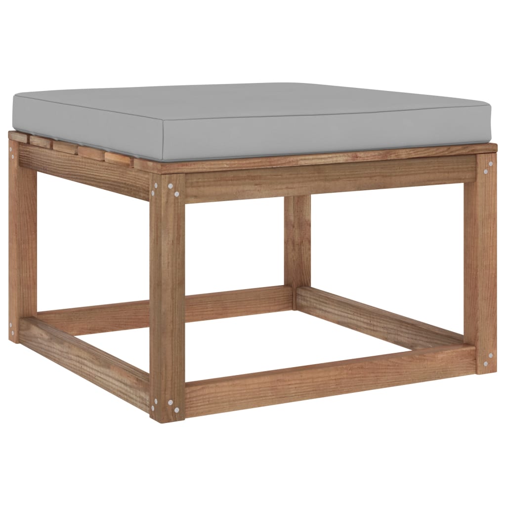Gartenhocker mit Kissen Grau
