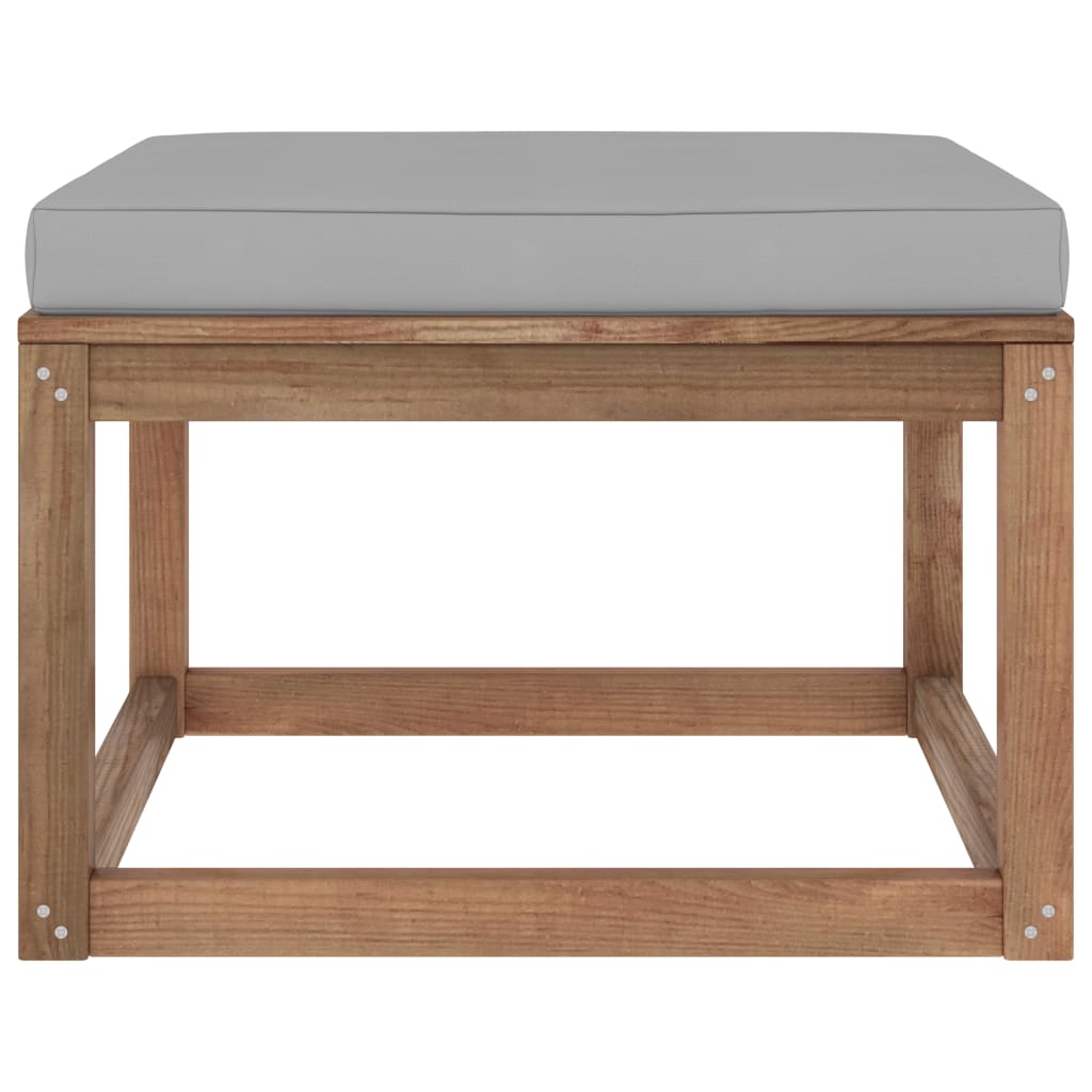 Gartenhocker mit Kissen Grau