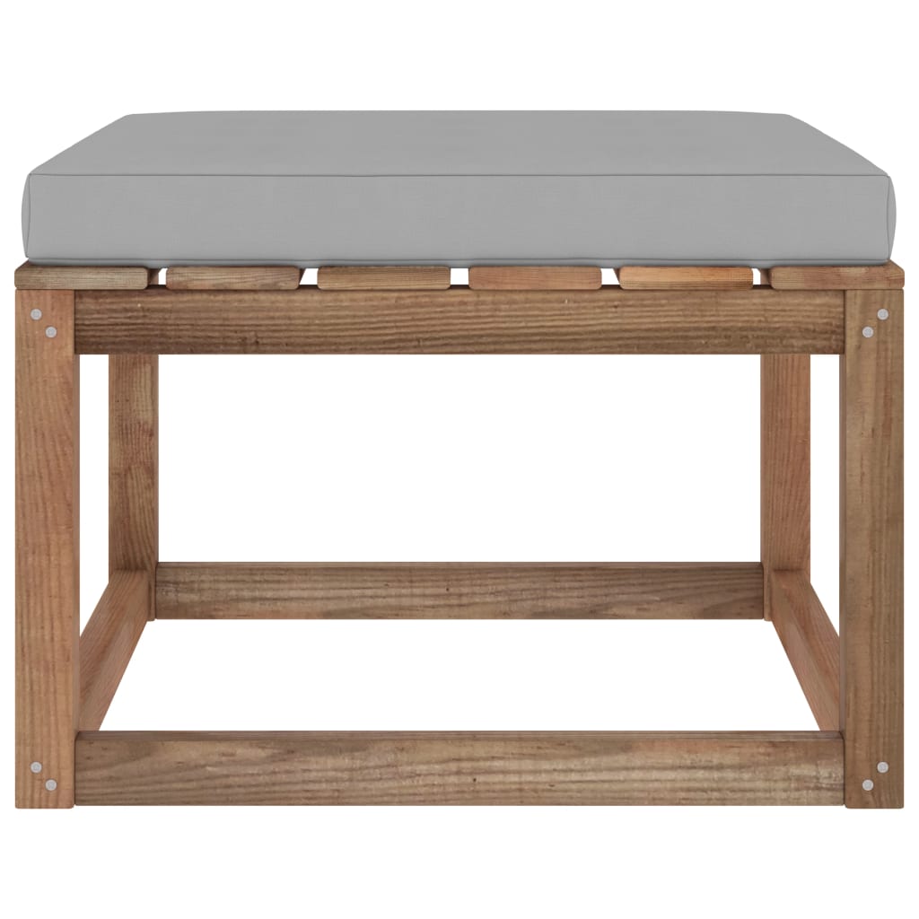 Gartenhocker mit Kissen Grau