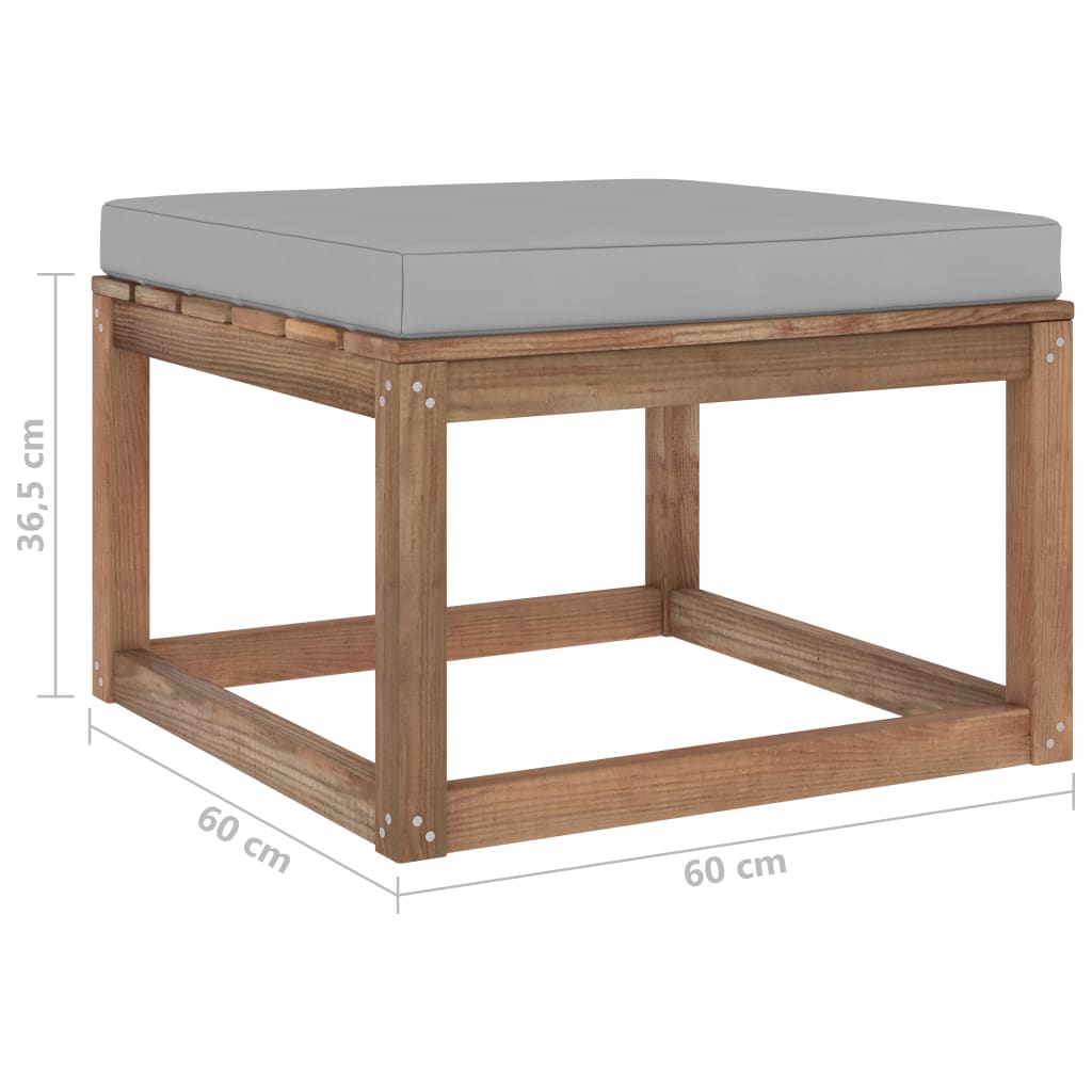 Gartenhocker mit Kissen Grau