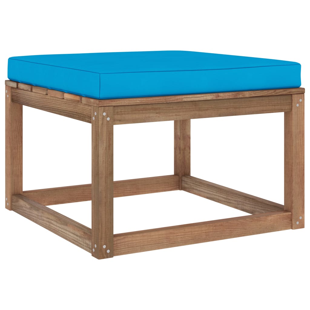 Gartenhocker mit Kissen Hellblau