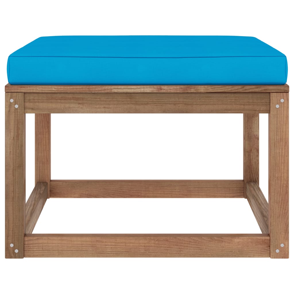 Gartenhocker mit Kissen Hellblau
