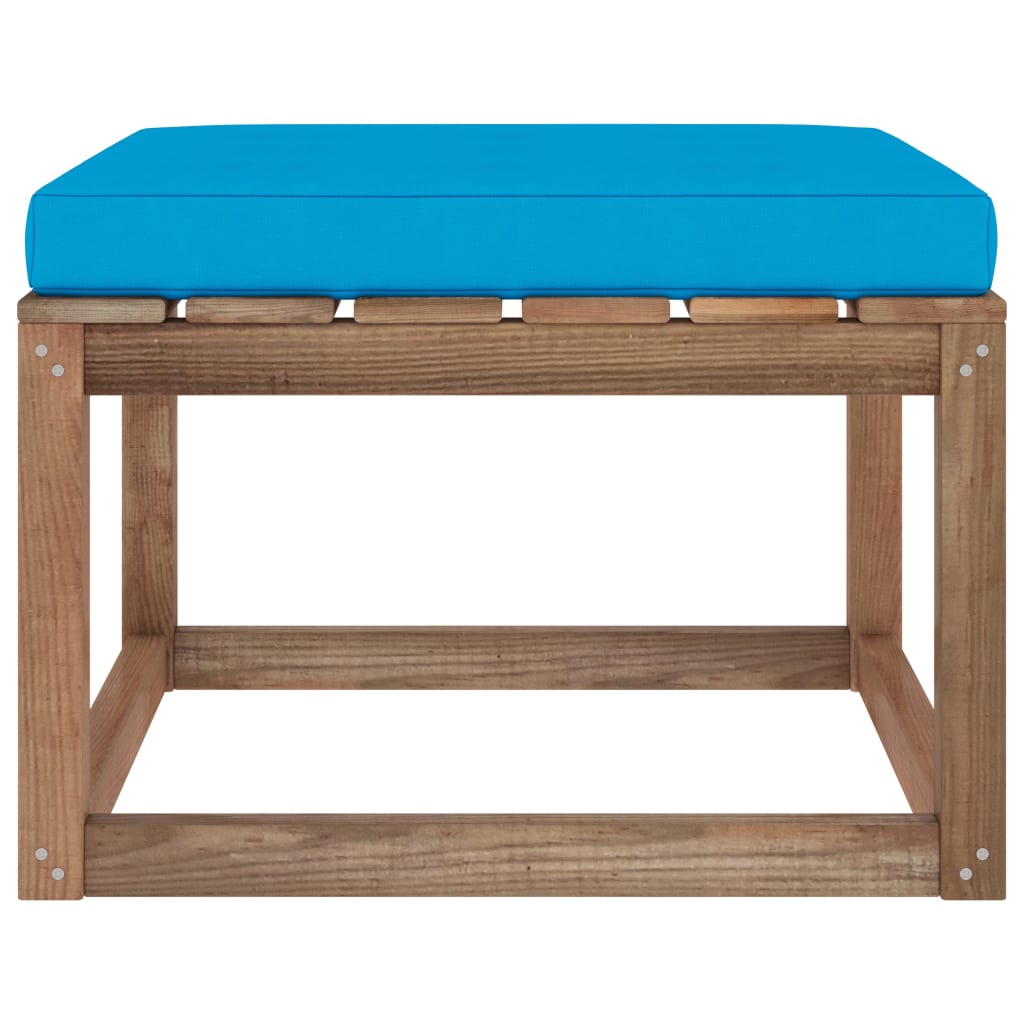 Gartenhocker mit Kissen Hellblau