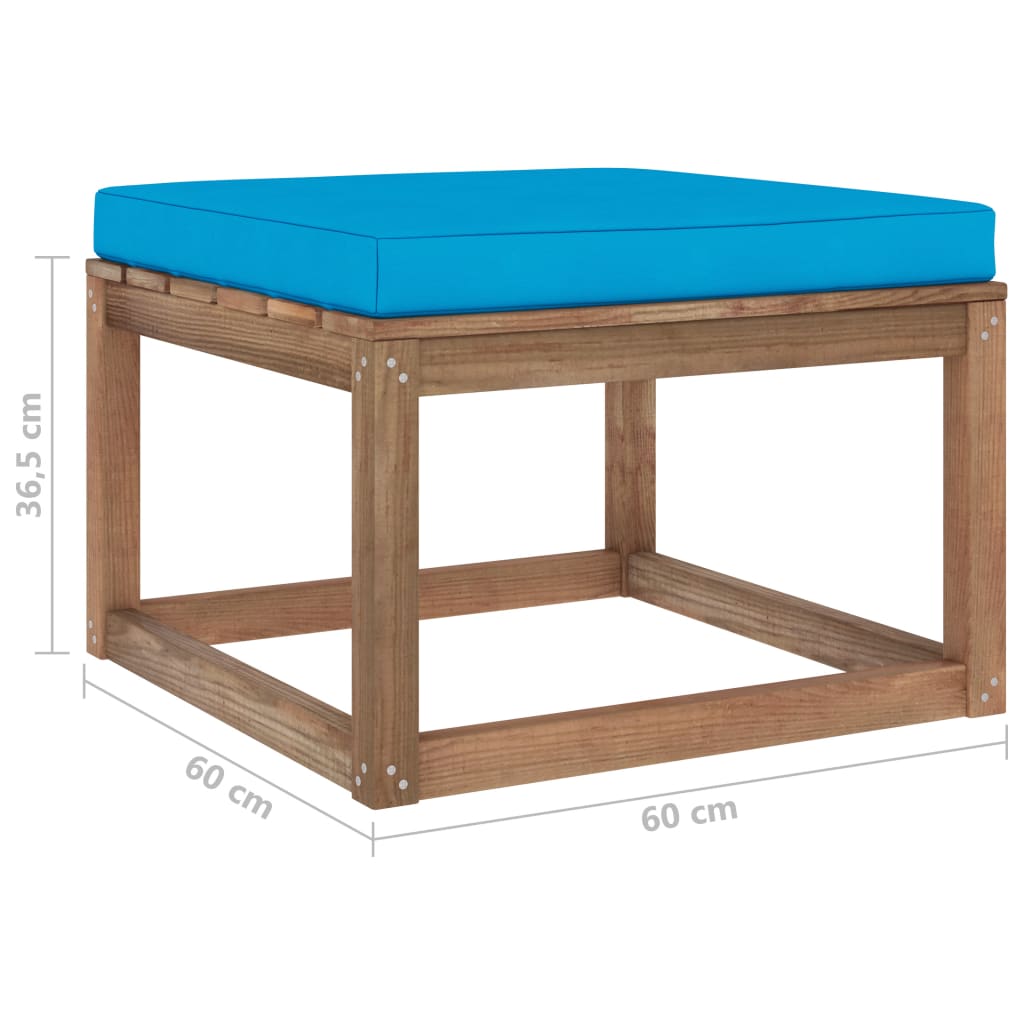 Gartenhocker mit Kissen Hellblau