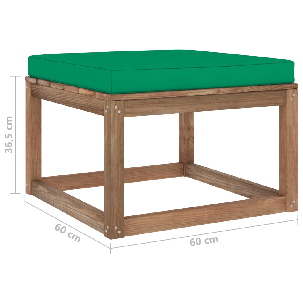 Gartenhocker mit Kissen Grün