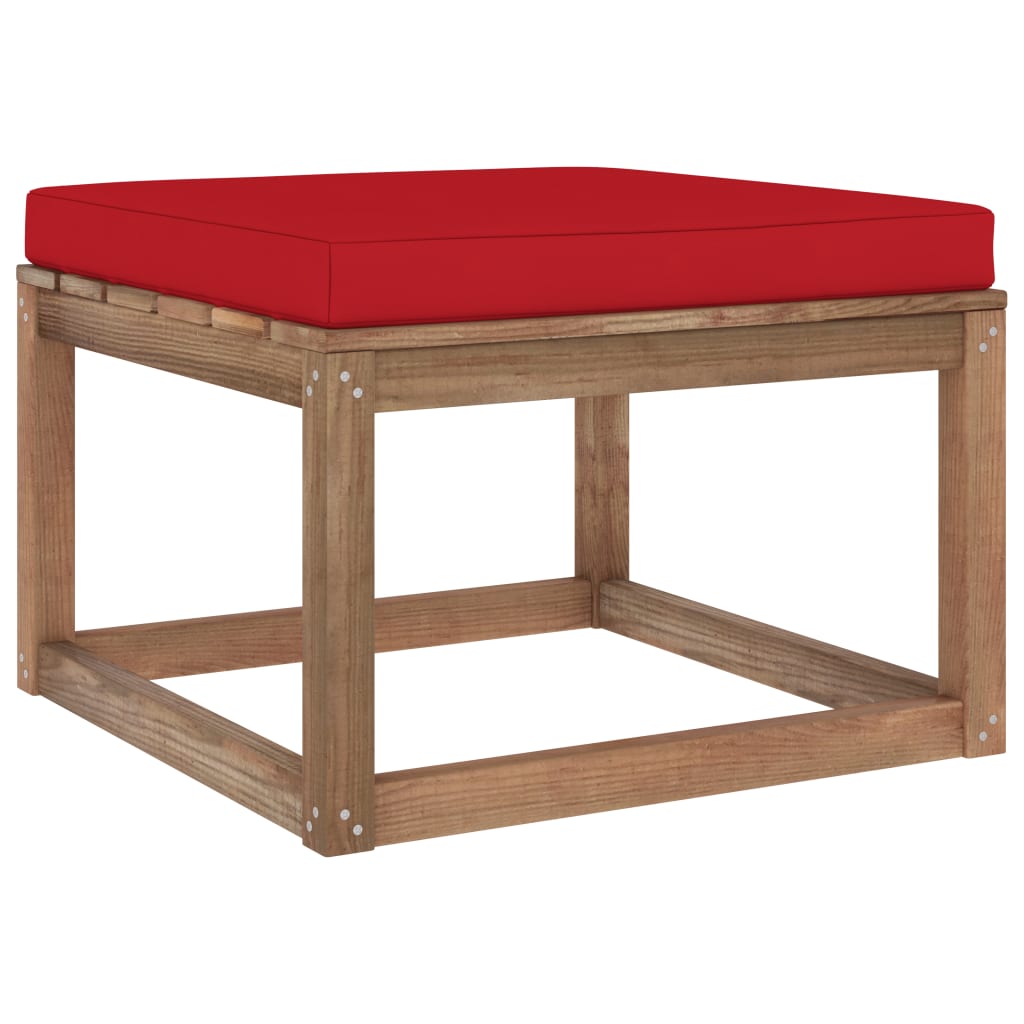 Gartenhocker mit Kissen Rot