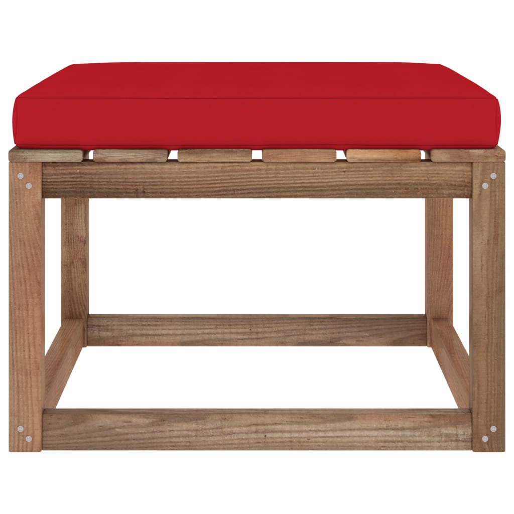 Gartenhocker mit Kissen Rot