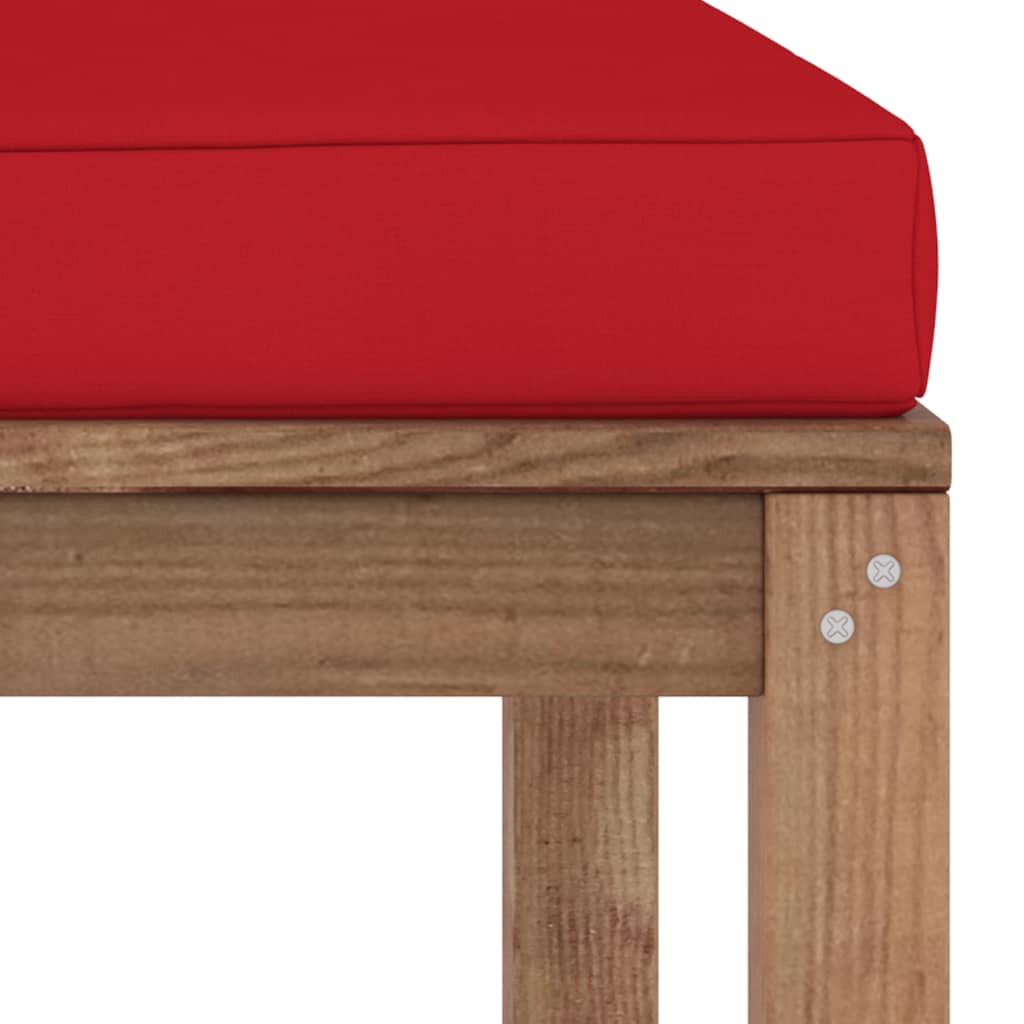 Gartenhocker mit Kissen Rot