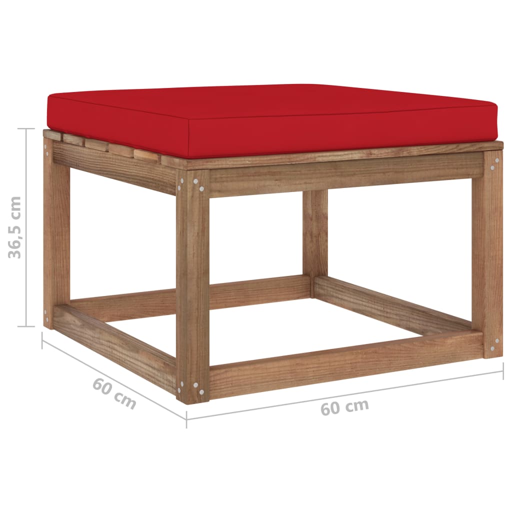 Gartenhocker mit Kissen Rot