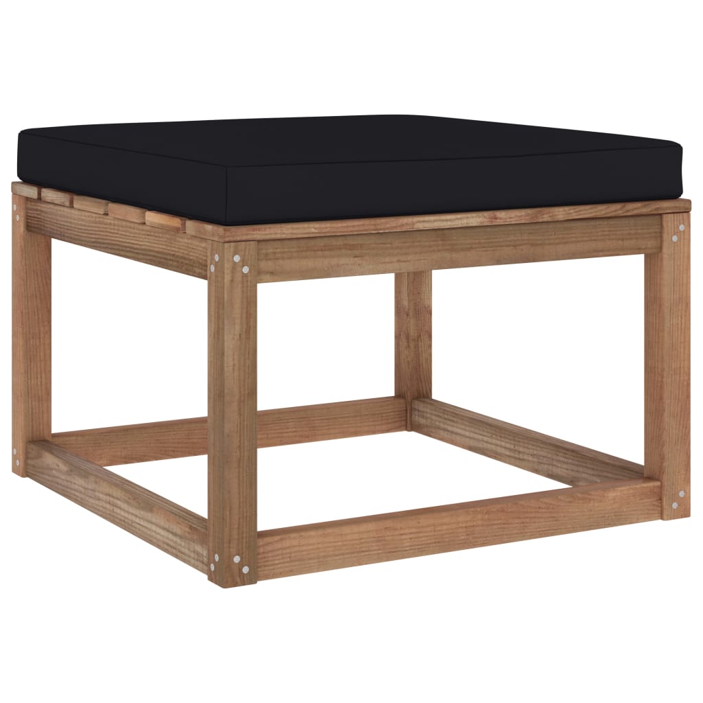 Gartenhocker mit Kissen Schwarz