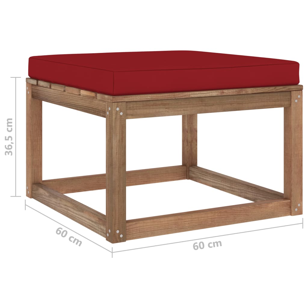 Gartenhocker mit Kissen Weinrot