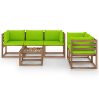 Thumbnail for 6-tlg. Garten-Lounge-Set mit Hellgrünen Kissen