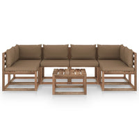 Thumbnail for 7-tlg. Garten-Sofagarnitur aus Paletten mit Kissen Kiefernholz