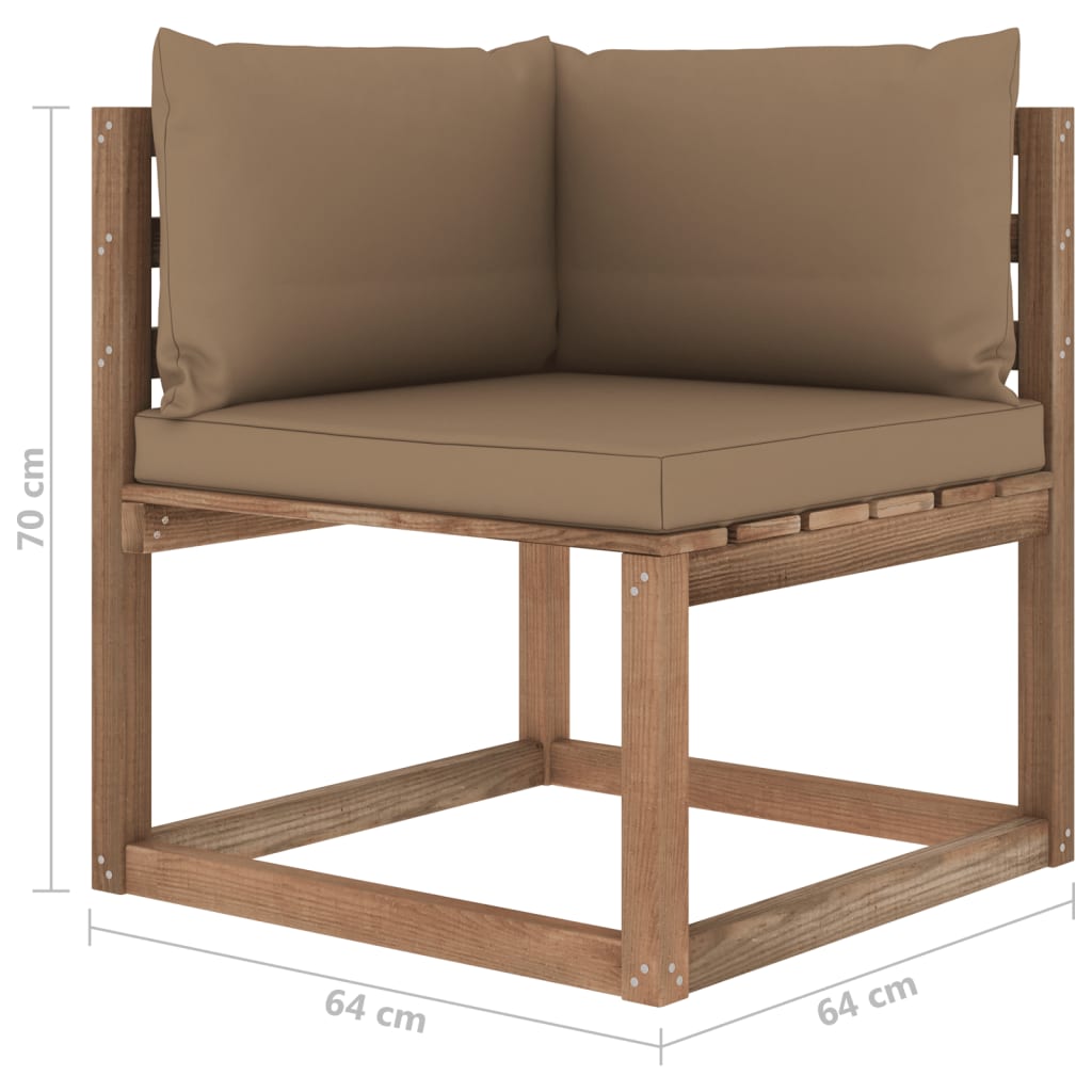 7-tlg. Garten-Sofagarnitur aus Paletten mit Kissen Kiefernholz