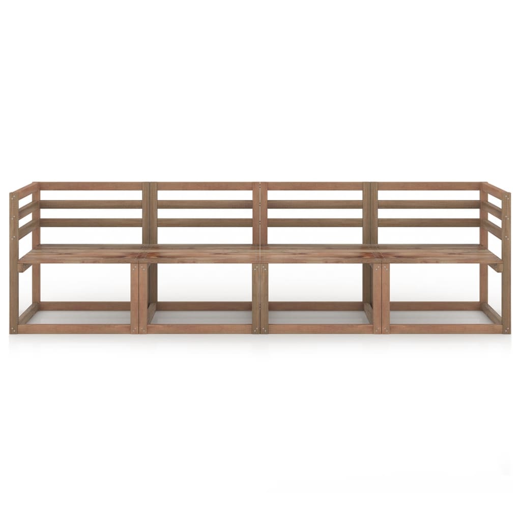 4tlg. Garten-Sofagarnitur aus Paletten Braun Kiefer Imprägniert