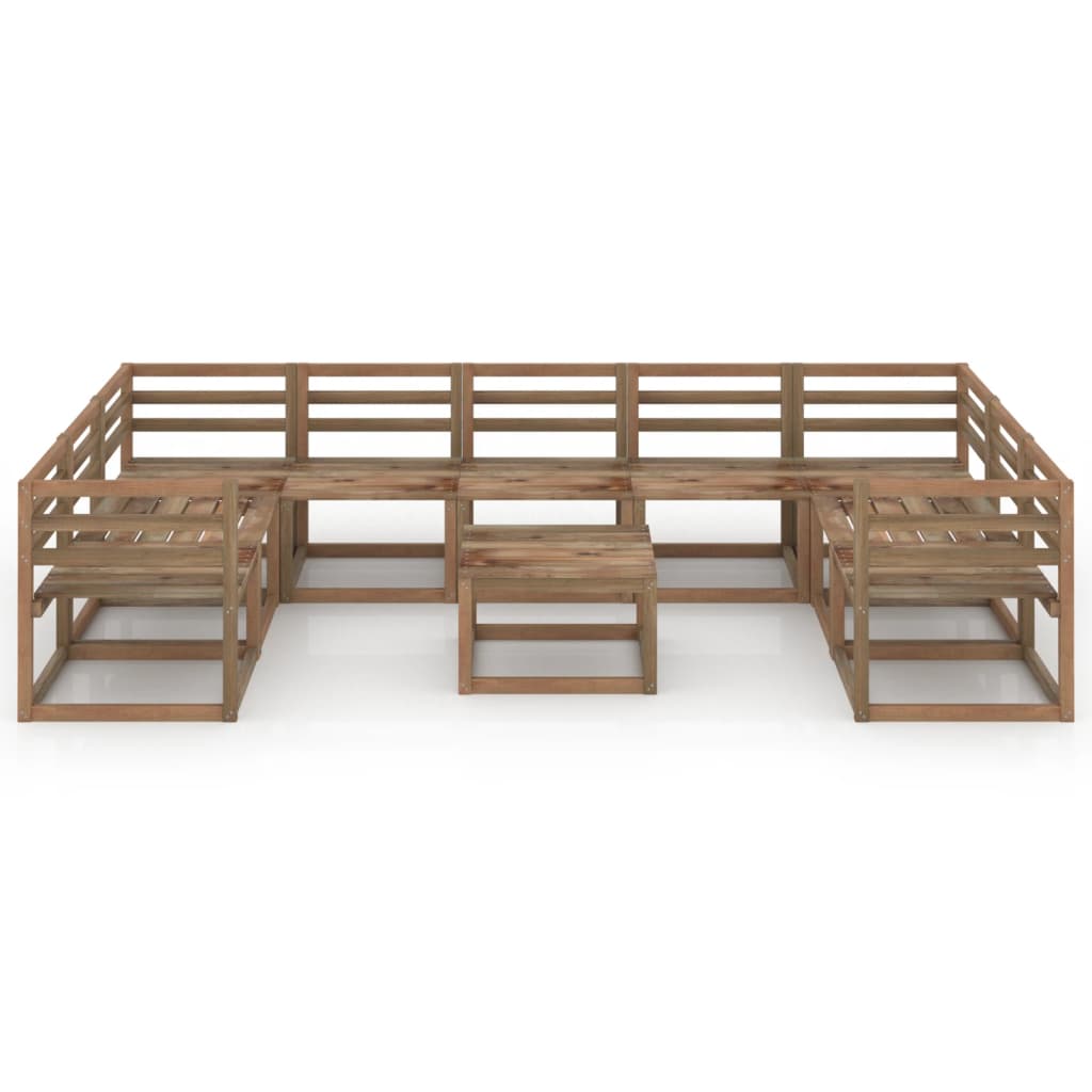 10-tlg. Garten-Lounge-Set Braun Imprägniertes Kiefernholz