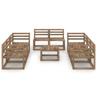 Thumbnail for 9-tlg. Garten-Lounge-Set Braun Imprägniertes Kiefernholz