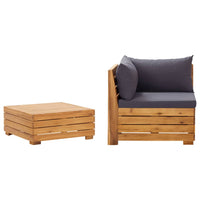 Thumbnail for 2-tlg. Garten-Lounge-Set mit Kissen Massivholz Akazie