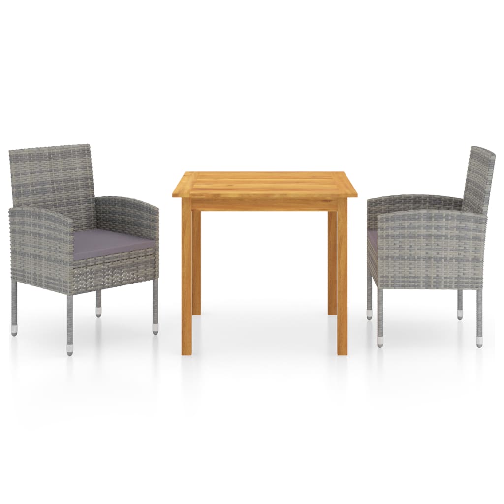 3-tlg. Garten-Essgruppe Grau