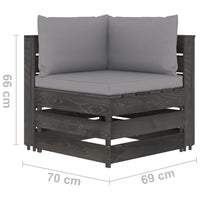 Thumbnail for Modulares Ecksofa mit Kissen Grau Imprägniertes Holz