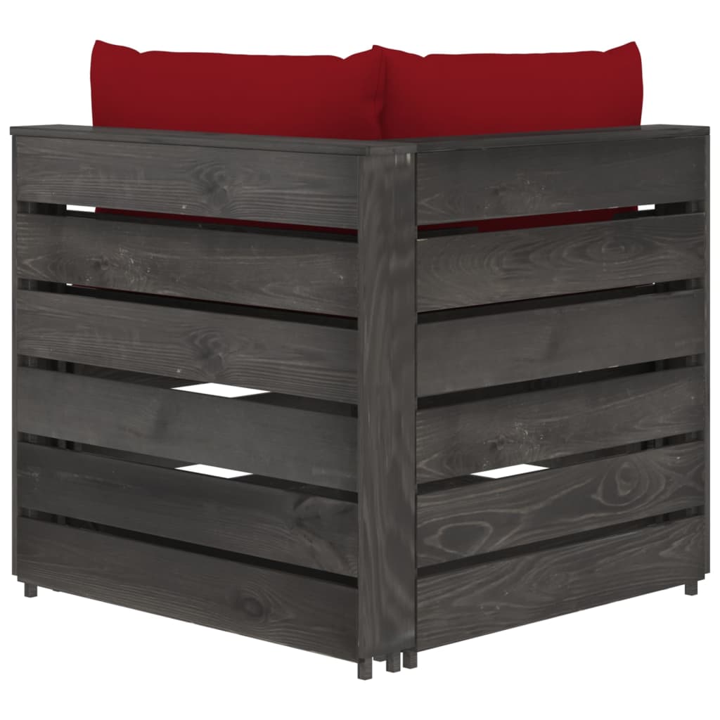 Modulares Ecksofa mit Kissen Grau Imprägniertes Holz